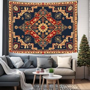 VIKAMA Vintage Bộ Lạc Hoa Văn Dân Tộc Thảm Treo Tường Boho Phòng Ngủ Trang Trí Phòng Khách Polyester Phông Nền Chống Thấm Nước Có Thể Giặt Bằng Máy