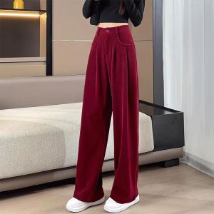 Fashionable High Waist Wide Leg Pants Womens Loose Drapey Straight Cut Trousers Autumn Winter New Style Casual Pants