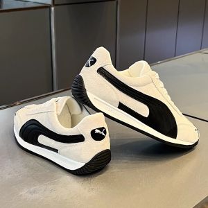 Trendy Mens Low-Top Smooth Leather Sporty Casual Shoes Spring Autumn New Style Versatile Flat Heel Rubber Sole round Toe