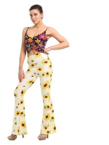 Spring & Fall Stretch High Waist Printing and Dyeing Bell-Bottom Pants Skinny Slimming Easiest for Match High Print Loose Pants Womens Trousers Plus Size