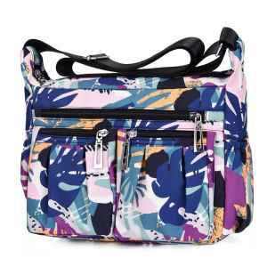 Casual Nylon Crossbody Bag Large Capacity Shoulder Bag for Middle-aged Women Fashion Trendy Zipper Closure Leisure Handbag