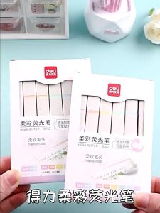 Bộ Bút highlight pastel nhiều màu Deli - bút dạ quang đánh dấu nhớ dòng highlight bút trang trí sổ TẶNG KÈM STICKER - S741/S624