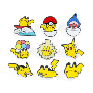 Bandai | Cartoon Pikachu Anime Brooch Cute Rainbow Balloon Enamel Pin Metal Badge for Backpack Clothing Accessories Gift