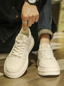 Mens Breathable Mesh Sports Shoes Summer Collection Trendy Brand White Thick Bottom Versatile Sneakers for Students And Youth