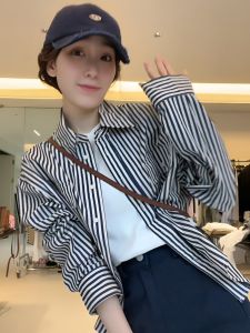 เสื้อเชิ้ตแขนยาวทรงหลวมสไตล์เกาหลีสำหรับผู้หญิง ฤดูใบไม้ร่วงปี 2025 ทรงหลวม ทรงบาง เสื้อคลุมกันหนาว ทรงหลวม ทรงบาง