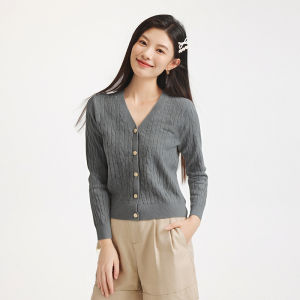 Hotwind | Ladies Slimming V-Neck Cable Knit Sweater