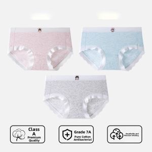 Miiow | Antibacterial Cotton Childrens Underwear Girls Boxer Briefs Flat Angle Pants Sweet Style Mid Waist Combed Cotton Inner Lining