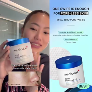 Medicube Zero Pore Pad 70pcs AHA BHA Exfoliating Toner Pad Minimize Enlarged Pores Remove Dead Skin Cells Control Sebum Soothe Skin Dual-Sided Facial Cotton Pad