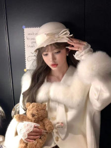 Autumn Winter Woolen Hat Womens Elegant Bowknot Bucket Cap Soft Comfortable Curly Edge Fashionable Street Style Youthful