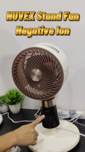 NUVEX Negative Ion Stand Fan 35dB Quiet Fan with Mosquito Repellent 360° Air Circulation Adjustable Height Timer Bedroom Living Room Kipas Berdiri
