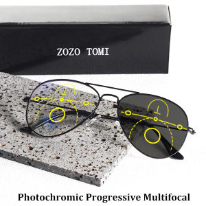 Progressive Multifocal Reading Glasses - Photochromic - Metal Classic Appearance +100-+400 for Men and Women