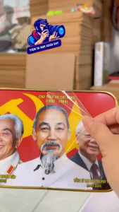 Tranh Gỗ Phong Cách Hiện Đại Bác Hồ Bác Giáp Bác Trọng Tráng Gương Chống Nước MS11