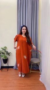 Daster Jumbo Busui Kancing Aktif - Dress Wanita Terbaru 2024 Kekinian Busui