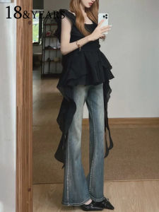 American Retro Bell Bottom Jeans Women High Waist Wide Leg Non Fitting Leggings Autumn Winter New Style Slimming Jeans