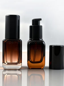 Brown Glass Dropper Bottle Liquid Mist Spray Bottle Emulsion Bottle Essence Bottle Long Cuboid Shape Cosmetic Packaging Bottles