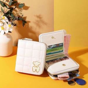 New Simple Retro Womens Wallet Thin Multi-Functional Lightweight College Student Coin Purse Soft PU Leather Zipper Closure