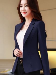 Pink Women Blazer Formal Business Office Lady Work Suit Pockets Jackets Slim Female Casual Top Korean Suit Coat Spring Autumn