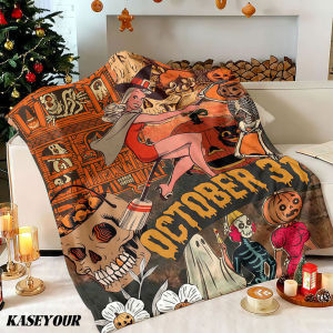 Beast Kingdom | Retro Halloween Collage Winter Summer Flannel Blanket Throw Fleece Soft Fuzzy Plush Cozy Fleece Blankets for Sofa Ideal Gifts