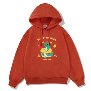 Couple Hoodies Autumn Winter Thickened Fleece Chinese Zodiac Snake Year Lucky Clothes Street Style Brand Maeiku round Neck Long Sleeve