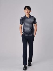 Business Casual Comfortable Stripe Silky Polo Shirt