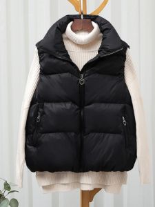 Womens down Cotton Vest Loose Korean Style Lightweight Short Outerwear for Autumn Winter Small Size Shoulder Pad Jacket