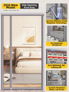 ZTION | Hardened Fiberglass Side-Opening Mosquito-Proof Curtain Magnetic Strip