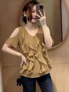 AIYITI | Unique Pretty Wooden Ear Off Shoulder Large Size Womens Blouse Summer New Arrival