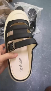 Sneaker style half cover rubber material sandals shoes