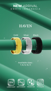 Emrys HAVEN Premium Ring Cincin Titanium Pria Wanita