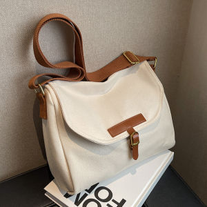 Fashionable Canvas Shoulder Bag Womens Crossbody Bag Retro Large Capacity Commuter Diagonal Bag Versatile Single Shoulder Bag
