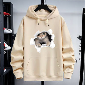 Qingdao Jimo Thickened Hoodie Sweatshirt Mens Autumn Winter American Style Fleece Loose Lazy Top Streetwear Straight Leg Fit