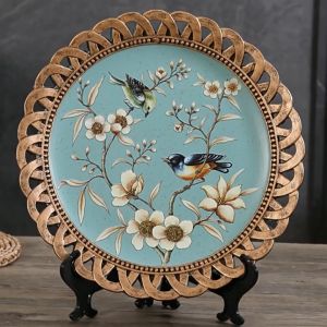 จานเซรามิกตั้งโชว์ จานเซรามิกเสริมฮวงจุ้ย จานตั้งโชว์สไตล์ยุโรป ขนาดรวมฐาน 20/21cm. ตกแต่งบ้าน