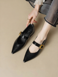 Josiny | Retro Square Heel French Pointed Toe Mary Jane Shoes