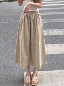 AIYITI | Oversized Utility Skirt Mid Length A-Line Slimming