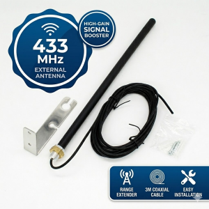Universal GateGarage Door Remote Control 433MHz Remote Control Signal Boosting External Antenna 3M Cable