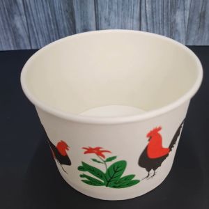 Mangkok kertas ayam 17 oz + tutup / Paper Bowl oz / mangkok kertas Ayam Jago 17 Oz 500 ml + Lid / Tutup Bowl (25 pcs) mangkok premium / mangkok es / mangkok bakso / mangkok tahan panas