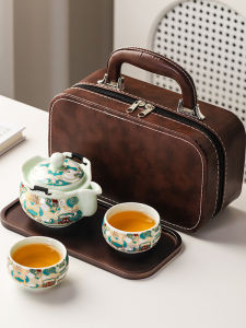 Bộ Trà Đi Du Lịch Sứ Sơn Côn Tay Cầm Hình Hoa Sen Tay Hoa Quỳnh Sứ Nướng Trà Quà Tặng Tiệc Cỗ Ăn Trưa Doanh Nghiệp