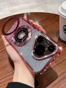 Luxurious Magnetic Absorption Silicone Case for Huawei Pura70 pro with Full Lens Coverage Transparent Design And Stand