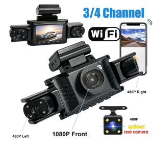4-Channel WiFi Dash Cam Wide Angle Night Vision G-Sensor Parking & Loop Recording Universal for Various Vehicles