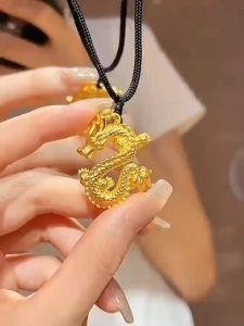 ⭐New Product⭐Official Genuine 24 Pure Gold Flying Dragon in the Sky Pendant Dragon Zodiac Male and Female Pendant Primordial Year Lucky Gift