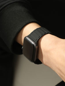 FENKAN | Black Silicone Magnetic Watch Band for Apple Watch Series 10/9/8/7/6/5/4/3 SE and Ultra 1/2