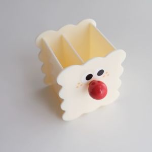 Adorable Red-Nosed Acrylic Pen Holder Original Design Remote Control Cosmetic Brush Storage Box Desktop Stationery Organizer