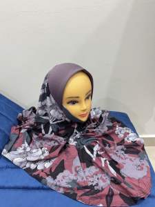 Tudung sarung mosscrepe bercorak | size XL