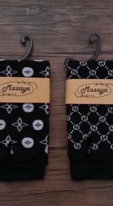 MAZAYA Kaos Kaki Jari Jempol Wanita Muslimah Dewasa Motif Batik Henna Hitam