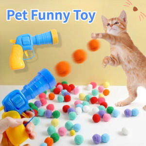 Cat Toys Plush Ball Launcher Cat Relieve Boredom Silent Ball Kitten Interactive Play Fun Toys