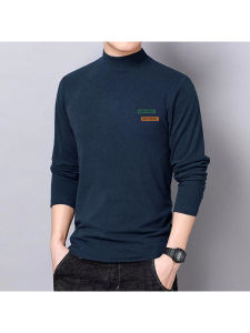 Warm Thickened Long Sleeve Corduroy Half High Collar T-shirt for Men Ideal for Autumn and Winter Large Size