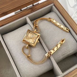 Luxury Exquisite Gold Quartz Watch Women Fashion Square Dial Diamond Ladies Watch Simple Elegant Female Clock Gift Reloj Mujer