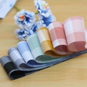 38mm Plaid Ribbon 1Meter DIY Handmade Material Headdress Bow Double Sided Grid Clothing Material Holiday Gift Box Packing Belt