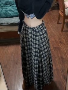 Váy Mini Kẻ Caro Phong Cách Mỹ Rộng Rãi Cho Nữ Mùa Xuân Hè Mới Váy Chữ a Xếp Ly Viền Tua Rua Chất Liệu Polyester