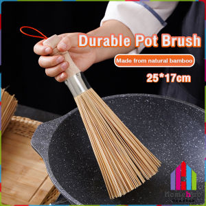 Suomi Bamboo Wok Brush Cleaning Brush Wooden Handle for Cleaning Dishes Cast Iron Pots Pans